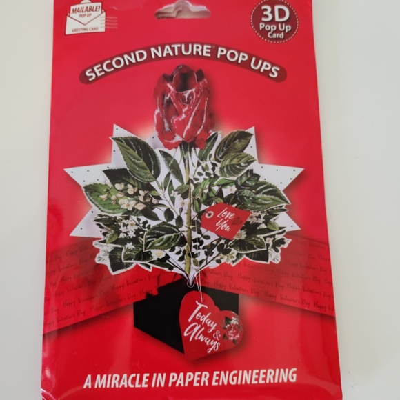 3D Pop Up Greeting Card by Second Nature SINGLE ROSE Anniversary Valentines Bday - Picture 2 of 5